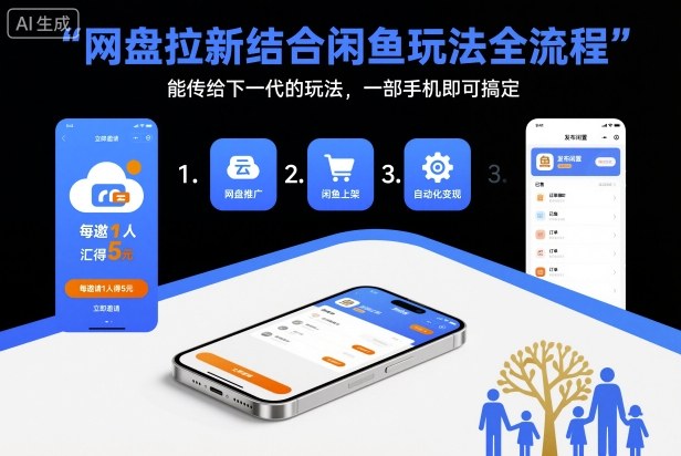网盘拉新结合闲鱼玩法全流程，能传给下一代的玩法，一部手机即可搞定(附入口渠道以及实操教程)-翻身站