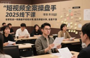 短视频全案操盘手2025线下课，全部实战一线操盘手经验分享，毫无保留分享，全是干货-翻身站