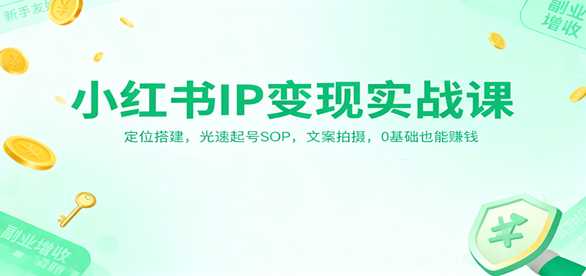 小红书IP变现实战课：定位搭建，光速起号SOP，文案拍摄，0基础也能赚钱-翻身站