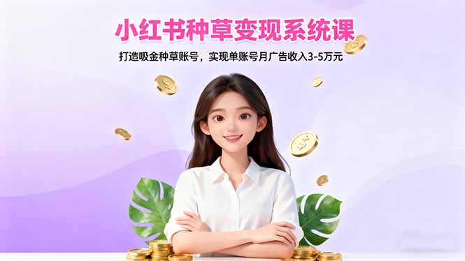 小红书种草变现系统课：打造吸金种草账号，实现单账号月广告收入3-5万元-翻身站