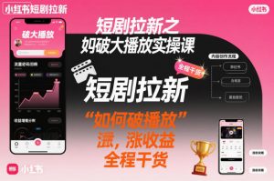 短剧拉新之小红书如何破大播放实操课，如何破播放，涨收益，全程干货-翻身站