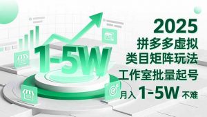 2025 拼多多虚拟类目矩阵玩法，工作室批量起号，月入 1-5W 不难-翻身站
