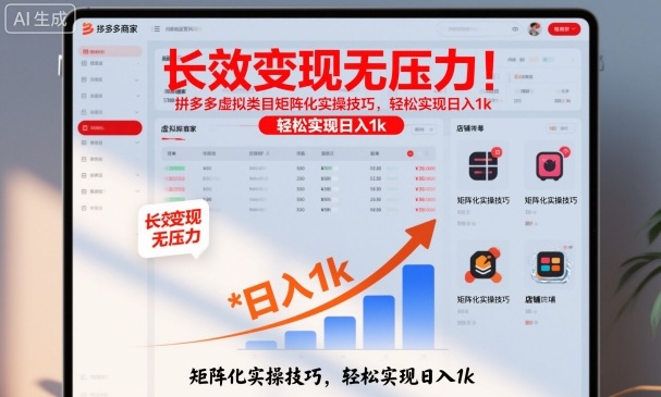长效变现无压力！拼多多虚拟类目矩阵化实操技巧，轻松实现日入1k【揭秘】-翻身站