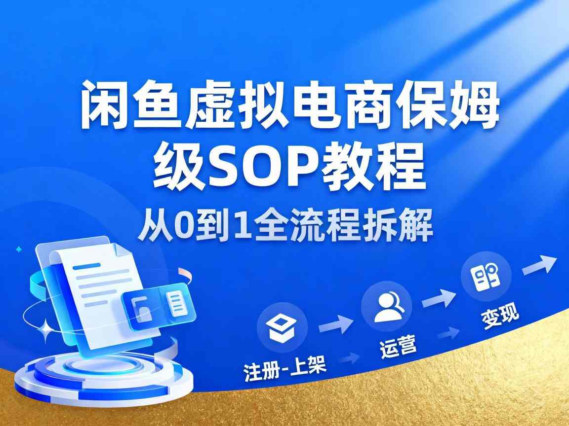 闲鱼虚拟电商，月入轻松过1W，保姆级SOP教程-翻身站