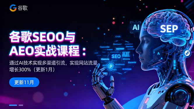 谷歌SEO与AEO实战课程：通过AI技术实现多渠道引流，实现网站流量增长300%-翻身站