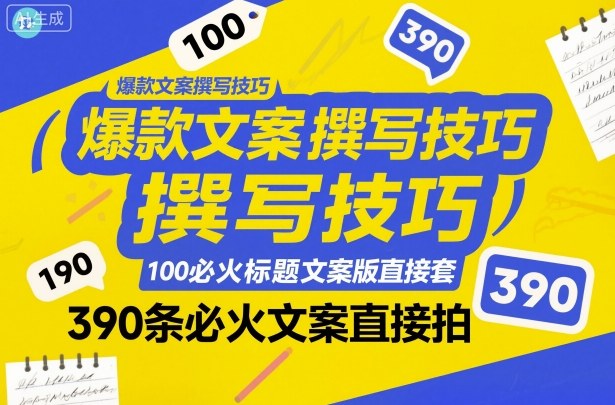 爆款文案撰写技巧，100个必火标题文案模版直接套，390条必火文案直接拍-翻身站