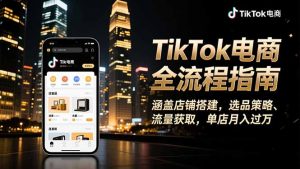 TikTok电商全流程指南，涵盖店铺搭建、选品策略、流量获取，单店月入过万-翻身站