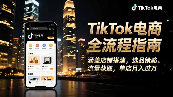 TikTok电商全流程指南，涵盖店铺搭建、选品策略、流量获取，单店月入过万-翻身站