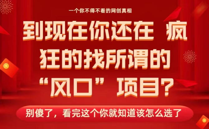 马上26年了，你还在找所谓的风口项目？别傻了，看完这个你全都懂了！【揭秘】-翻身站