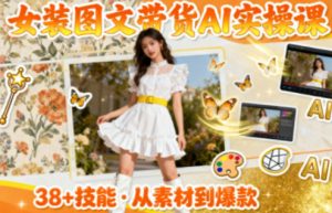 女装图文带货的AI实操课，覆盖38个实用技能，快速提升素材制作效率-翻身站