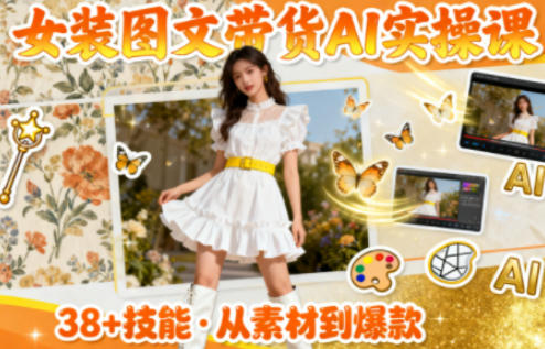 女装图文带货的AI实操课，覆盖38个实用技能，快速提升素材制作效率-翻身站