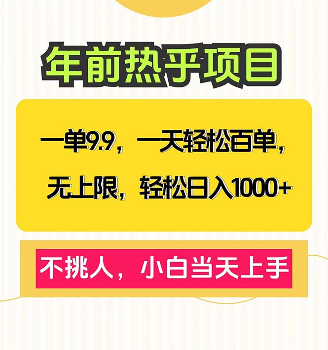 一单9.9，一天百单无上限，不挑人，小白当天上手，轻松日入1000+-翻身站
