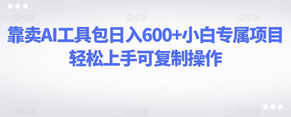 靠卖AI工具包日入600+小白专属项目轻松上手可复制操作-翻身站