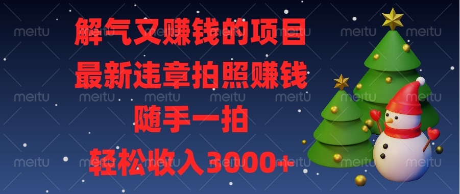 解气又赚钱的项目，最新违章拍照赚钱，随手一拍，轻松收入3000+-翻身站