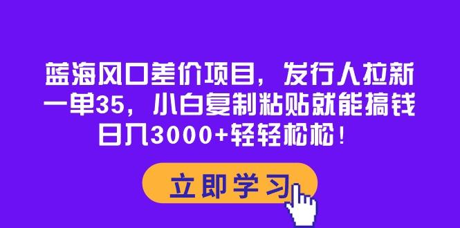 蓝海风口差价项目，发行人拉新，一单35，小白复制粘贴就能搞钱！日入30…-翻身站