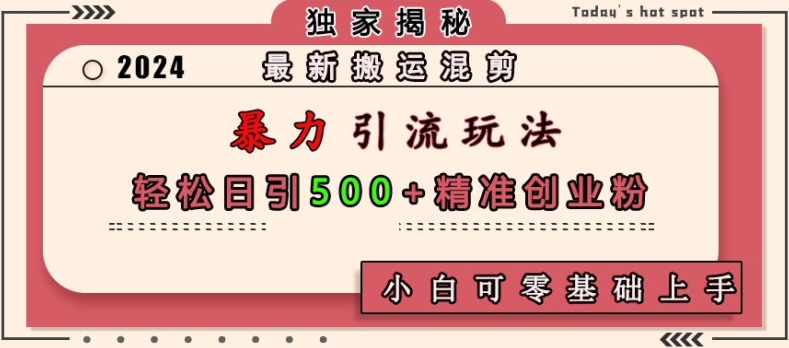 最新搬运混剪暴力引流玩法，轻松日引500+精准创业粉，小白可零基础上手-翻身站