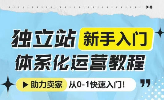 独立站新手入门体系化运营教程，助力独立站卖家从0-1快速入门!-翻身站