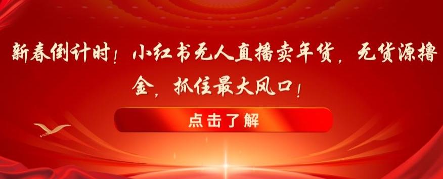 新春倒计时！小红书无人直播卖年货，无货源撸金，抓住最大风口【揭秘】-翻身站