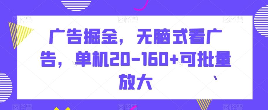 广告掘金，无脑式看广告，单机20-160+可批量放大【揭秘】-翻身站