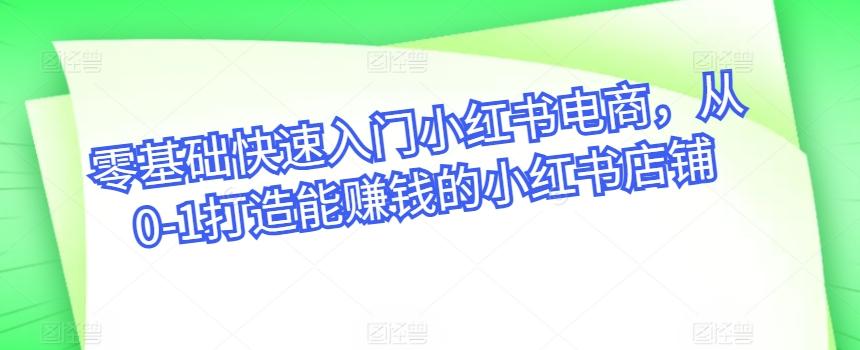 零基础快速入门小红书电商，从0-1打造能赚钱的小红书店铺-翻身站