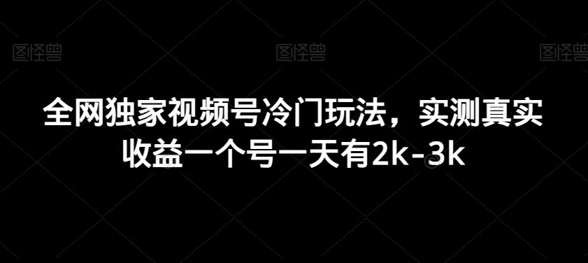 全网独家视频号冷门玩法，实测真实收益一个号一天有2k-3k-翻身站