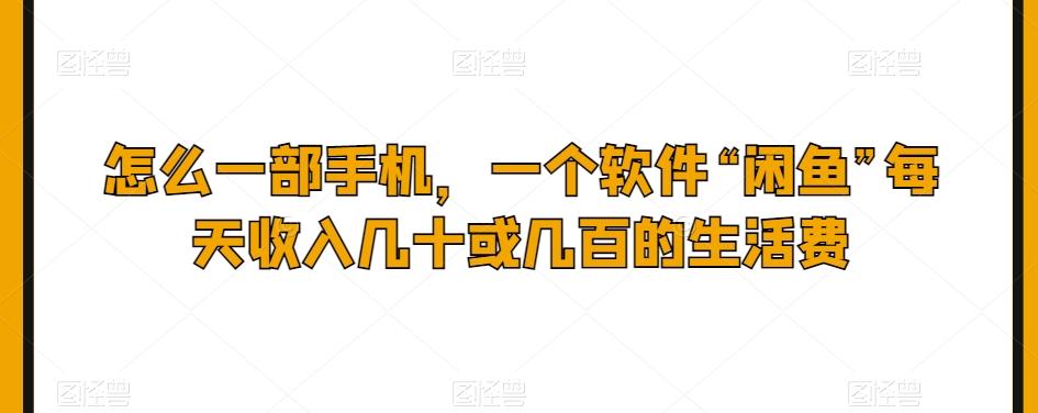 怎么一部手机，一个软件“闲鱼”每天收入几十或几百的生活费-翻身站