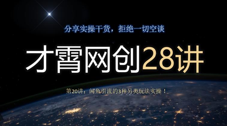 才霄网创28讲第20讲：闲鱼引流的3种另类玩法实操！-翻身站