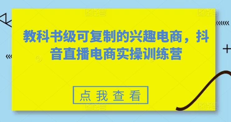 教科书级可复制的兴趣电商，抖音直播电商实操训练营-翻身站