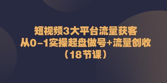 短视频3大平台流量获客：从0-1实操起盘做号+流量创收(18节课)-翻身站