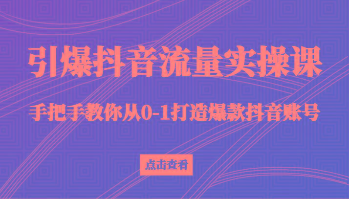 引爆抖音流量实操课，手把手教你从0-1打造爆款抖音账号(27节课)-翻身站