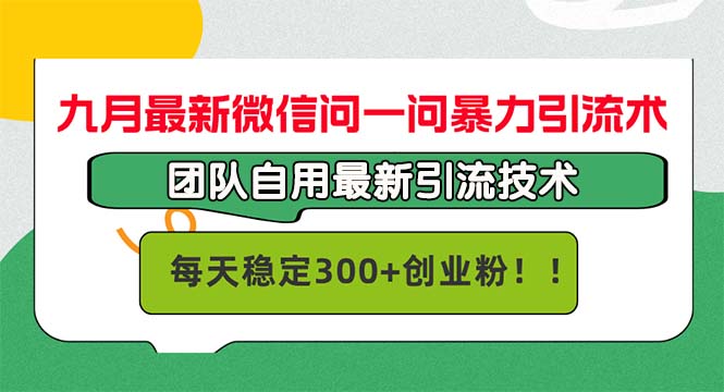 九月最新微信问一问暴力引流术，团队自用引流术，每天稳定300+创…-翻身站