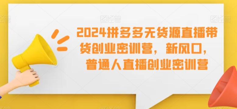 2024拼多多无货源直播带货创业密训营，新风口，普通人直播创业密训营-翻身站
