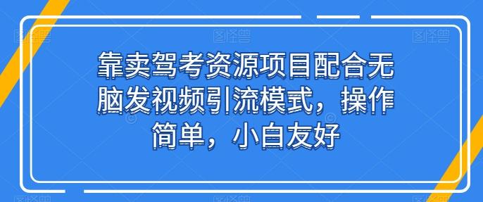 靠卖驾考资源项目配合无脑发视频引流模式，操作简单，小白友好【揭秘】-翻身站