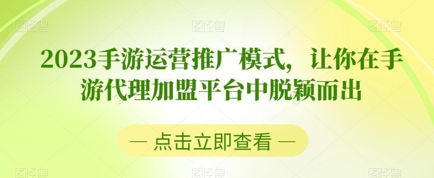 2023手游运营推广模式，让你在手游代理加盟平台中脱颖而出-翻身站