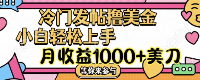 冷门发帖撸美金项目，月收益1000+美金，简单无脑，干就完了【揭秘】-翻身站