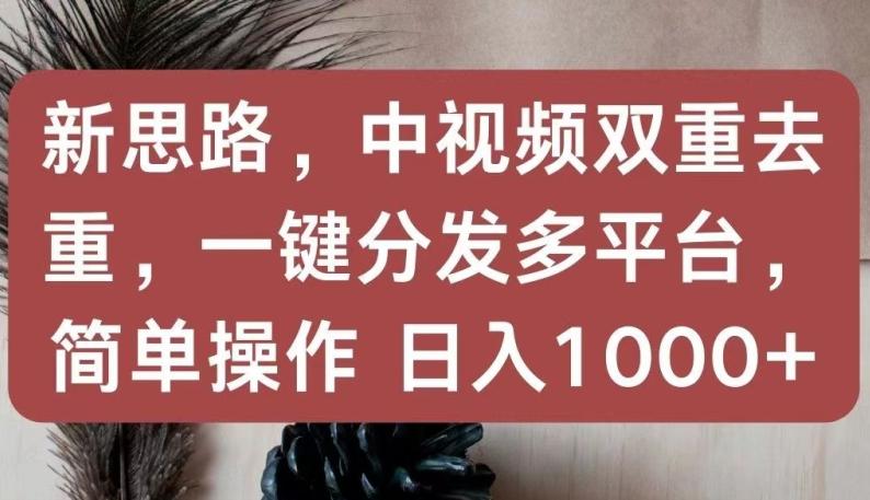 新思路，中视频双重去重，一键分发多平台，简单操作，日入1000+【揭秘】-翻身站