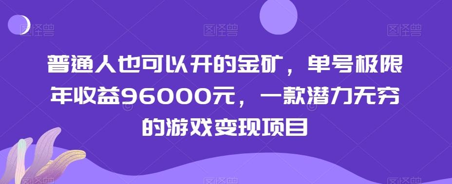 普通人也可以开的金矿，单号极限年收益96000元，一款潜力无穷的游戏变现项目【揭秘】-翻身站