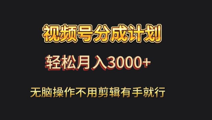 视频号流量分成，不用剪辑，有手就行，轻松月入2000+-翻身站