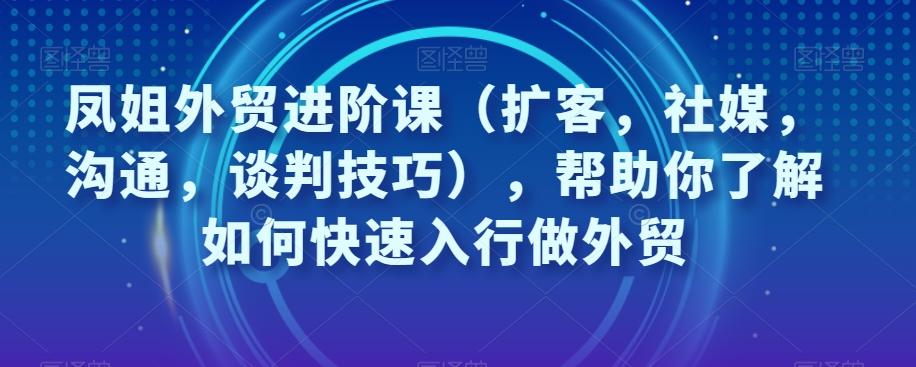 凤姐外贸进阶课（扩客，社媒，沟通，谈判技巧），帮助你了解如何快速入行做外贸-翻身站