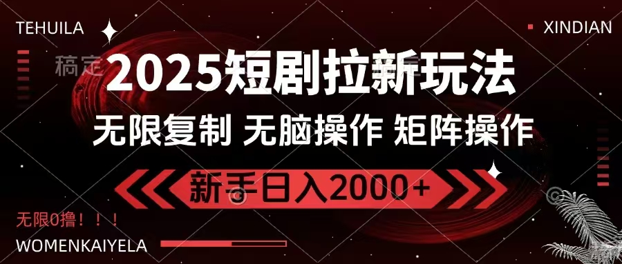 2025短剧拉新玩法，无需注册登录，无限0撸，无脑批量操作日入2000+-翻身站