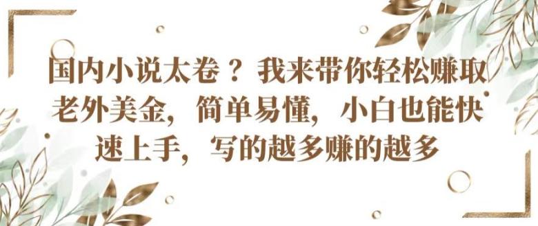 国内小说太卷 ?带你轻松赚取老外美金，简单易懂，小白也能快速上手，写的越多赚的越多【揭秘】-翻身站