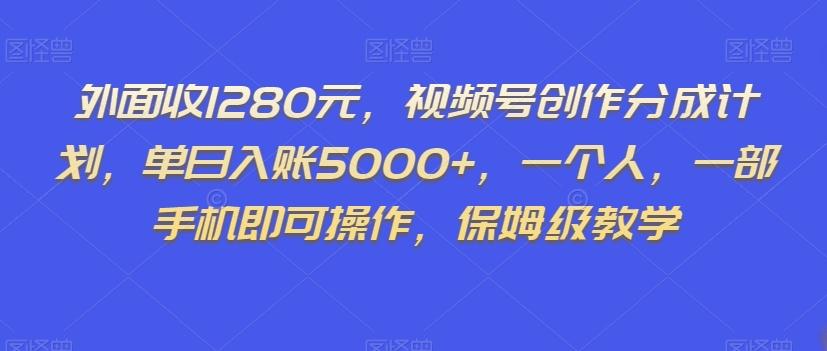 外面收1280元，视频号创作分成计划，单日入账5000+，一个人，一部手机即可操作，保姆级教学【揭秘】-翻身站