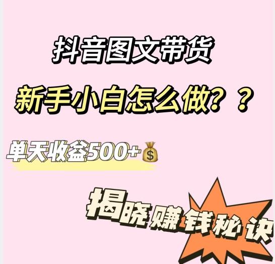 抖音图文带货，新手小白怎么做？单天收益500+【揭秘赚钱秘诀】-翻身站