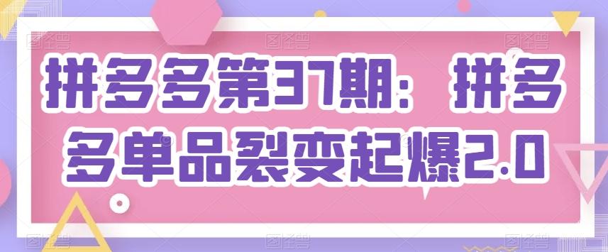 拼多多第37期：拼多多单品裂变起爆2.0-翻身站