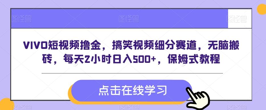 VIVO短视频撸金，搞笑视频细分赛道，无脑搬砖，每天2小时日入500+，保姆式教程-翻身站
