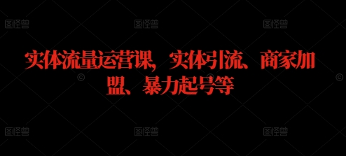 实体流量运营课，实体引流、商家加盟、暴力起号等-翻身站