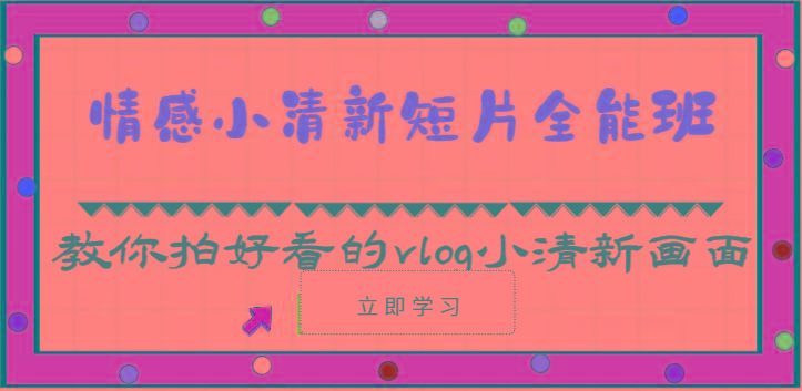 情感小清新短片全能班-教你拍好看的vlog小清新画面(30节课)-翻身站