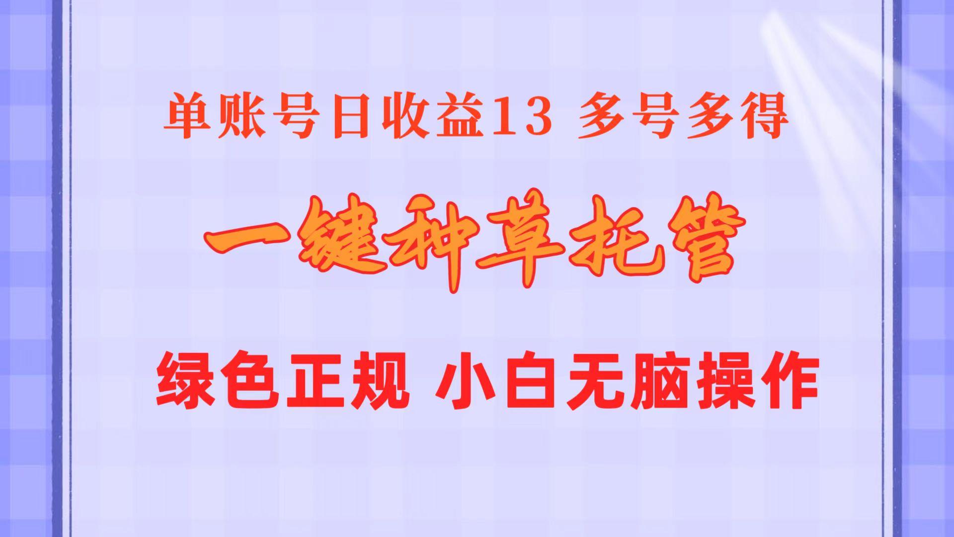 一键种草托管 单账号日收益13元  10个账号一天130  绿色稳定 可无限推广-翻身站