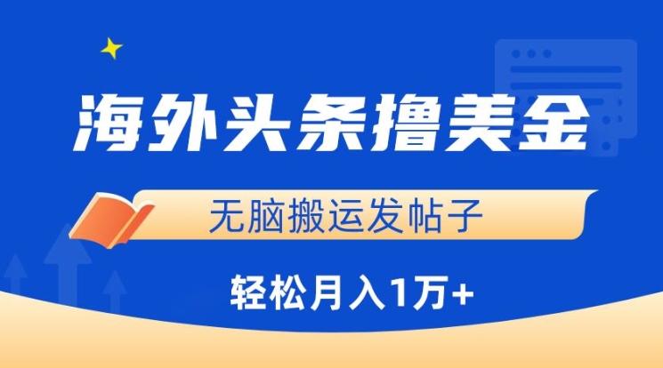 海外头条撸美金，无脑搬运发帖子，月入1万+，小白轻松掌握【揭秘】-翻身站