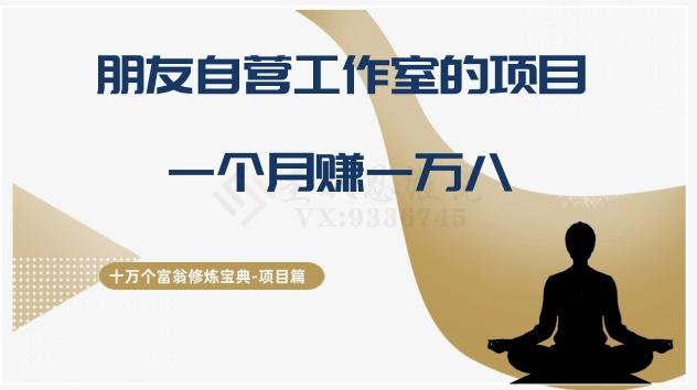 十万个富翁修炼宝典之16.朋友自营工作室的项目，一个月赚一万八-翻身站
